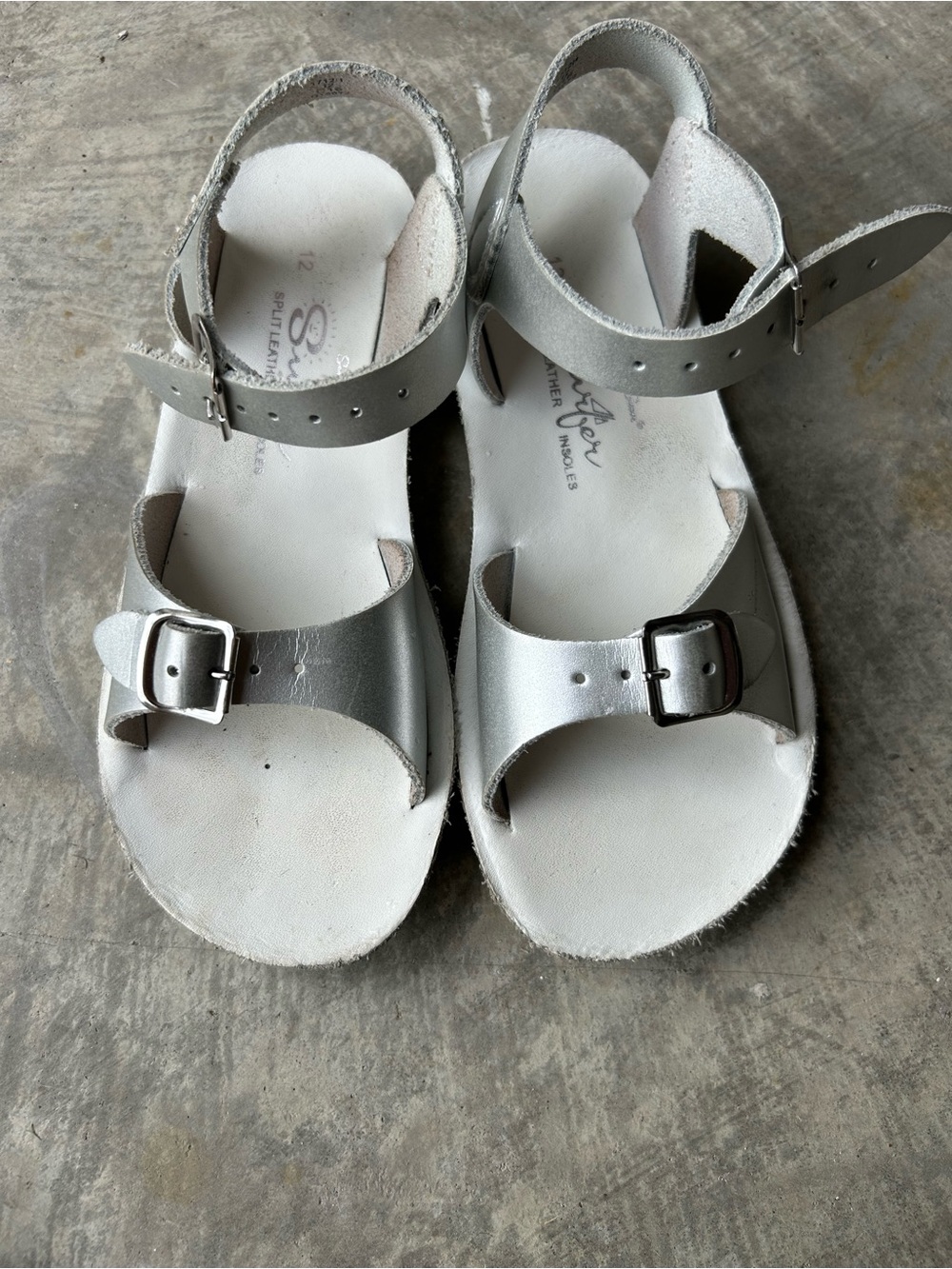 Kids Metallic Silver Buckle Sandals with Ankle Strap